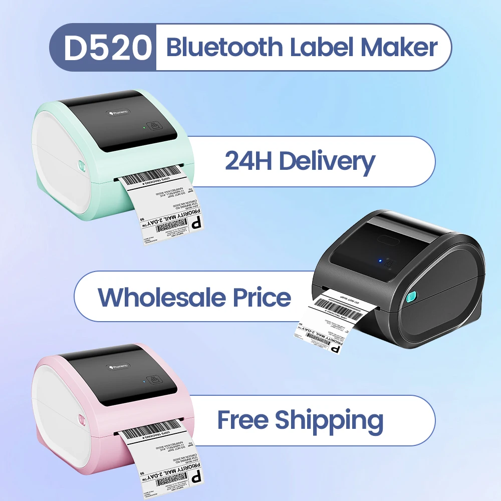 Commercial Label Printing Machine - طابعة شحن بلوتوث لاسلكية Phomemo D520BT