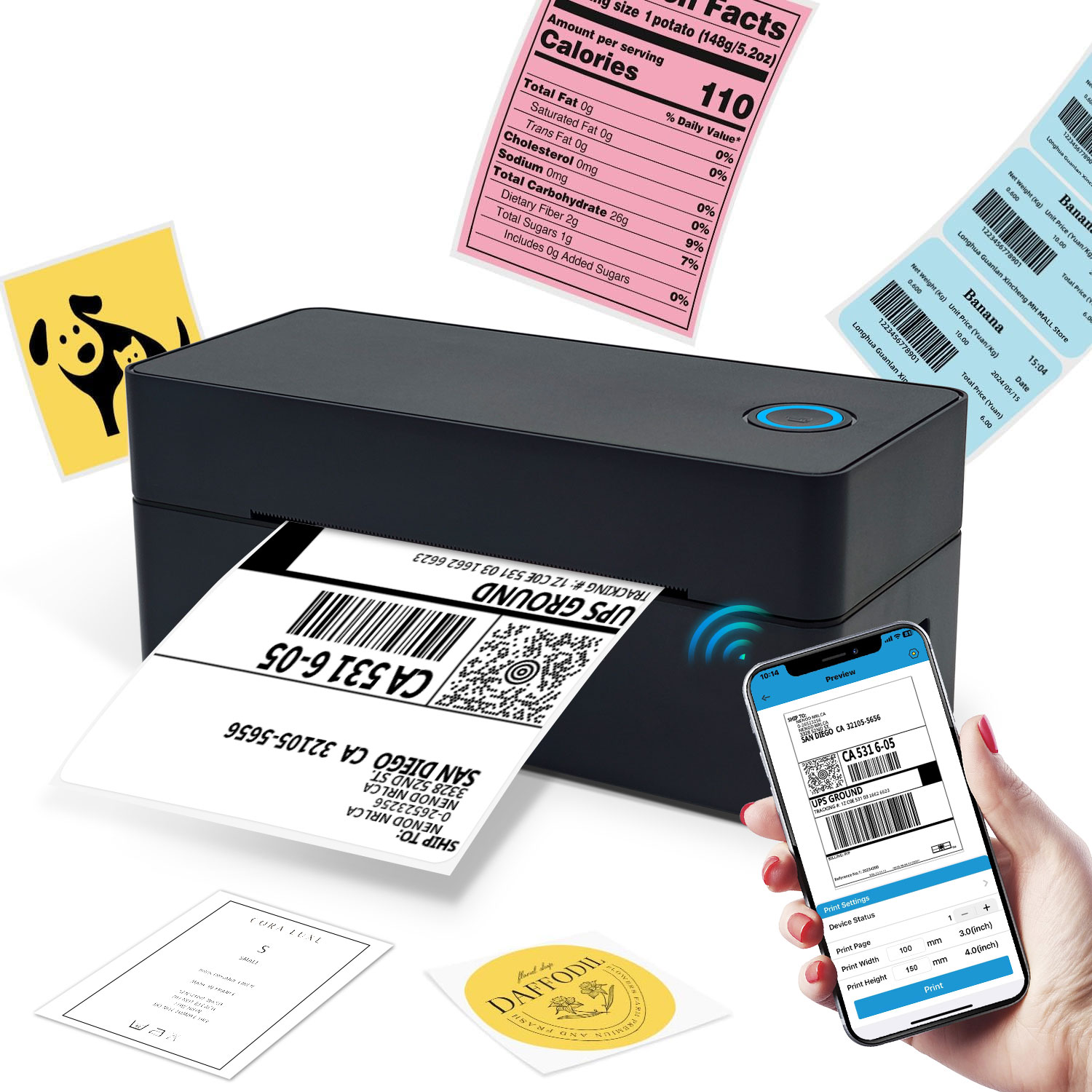 Commercial Label Printing Machine - آلة طباعة ملصقات الباركود اللاسلكية الحرارية