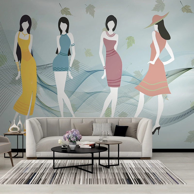 Commercial Wallpaper Printing - جدارية مخصصة الحديثة الطازجة التسوق متجر