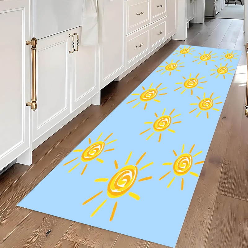 Hall Commercial Printing - سجادة طويلة بتصميم شمس مرسومة يدويًا،