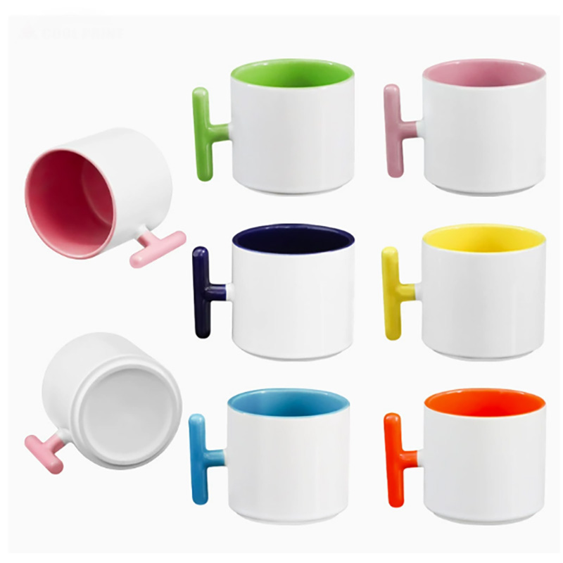 Sublimation Mug Blank - 2 قطعة الإبداع T-شكل مقبض السيراميك