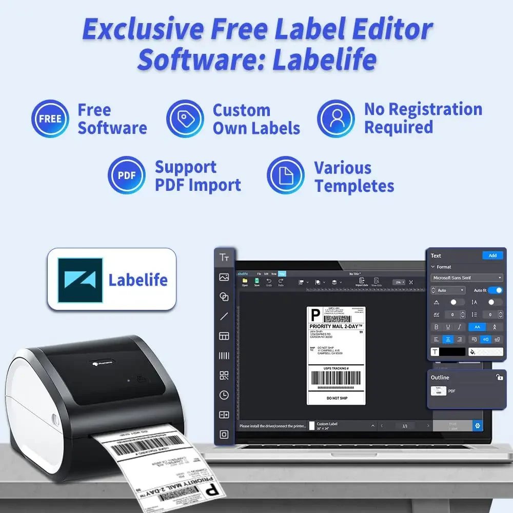 طابعة شحن بلوتوث لاسلكية Phome - مراجعة Commercial Label Printing Machine وسعره