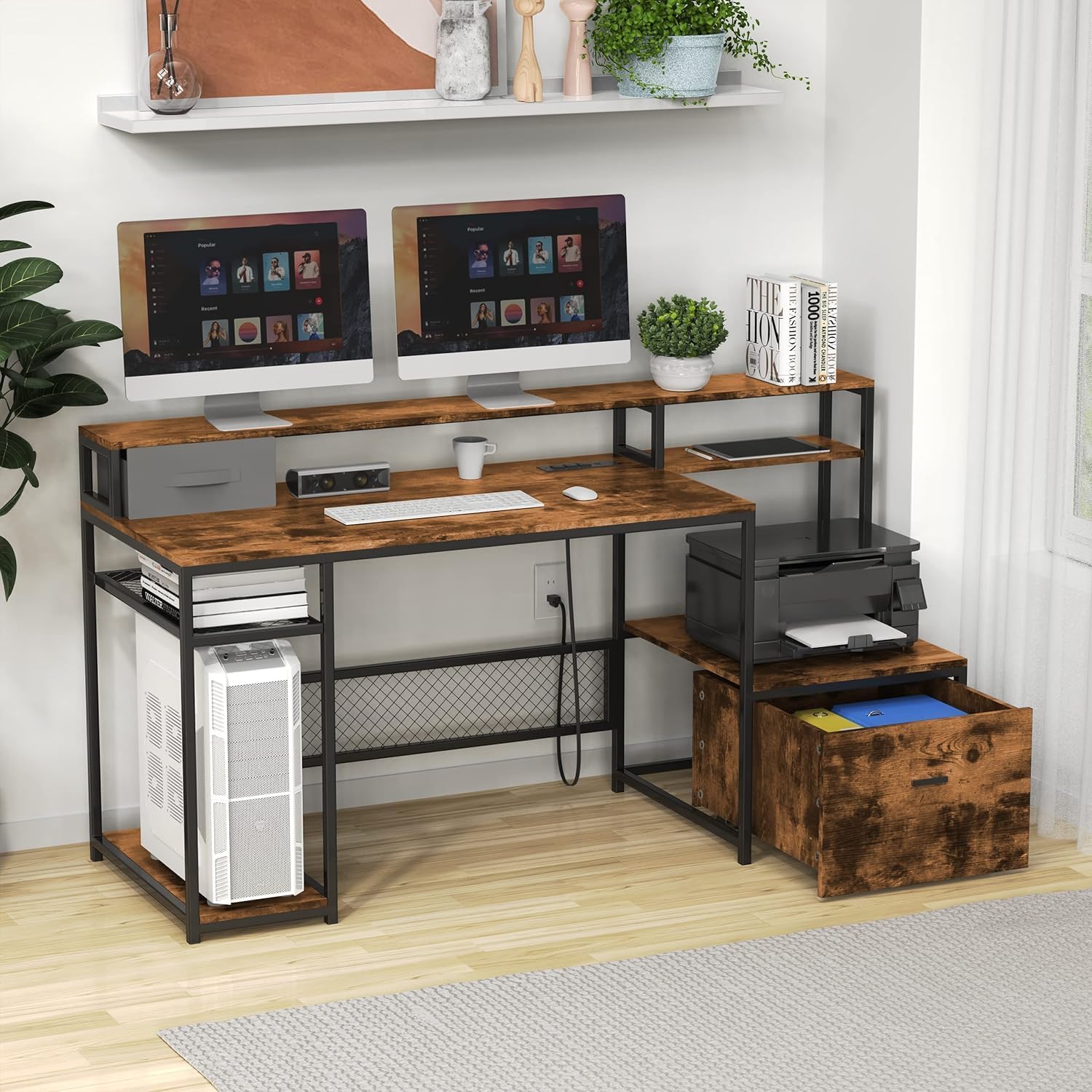 مكتب كمبيوتر عصري مع محطة شحن  - مراجعة Commercial Printer وسعره