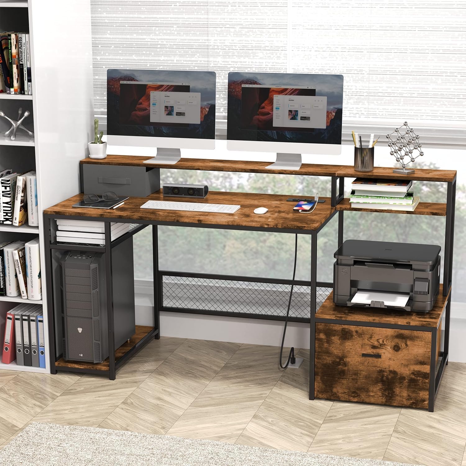 مكتب كمبيوتر عصري مع محطة شحن  - مراجعة Commercial Printer وسعره