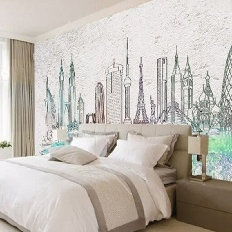صور ظلية للمدينة بألوان مائية  - مراجعة Commercial Wallpaper Printing وسعره