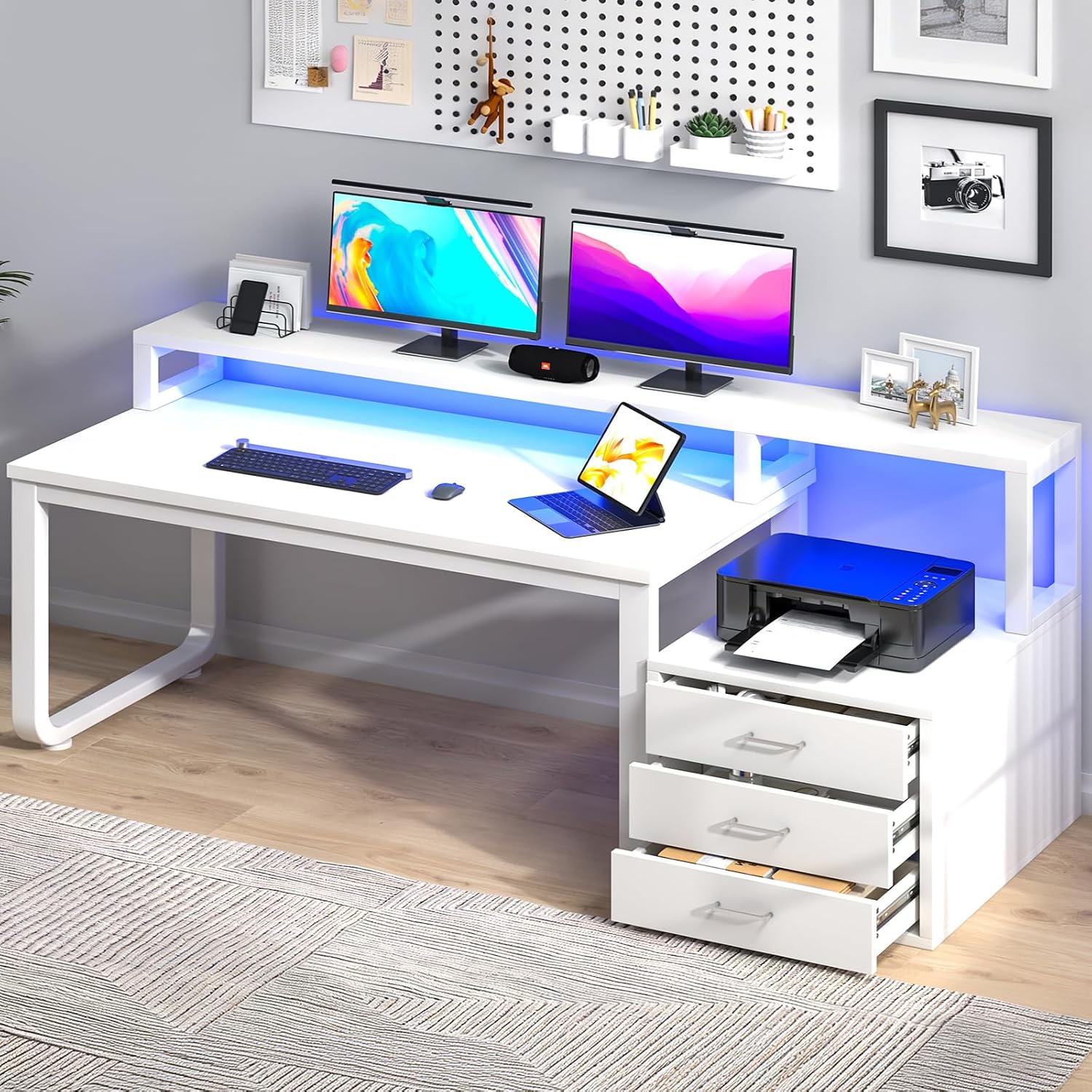 مكتب أبيض بطول 67 بوصة مع 3 أد - مراجعة Commercial Printer وسعره